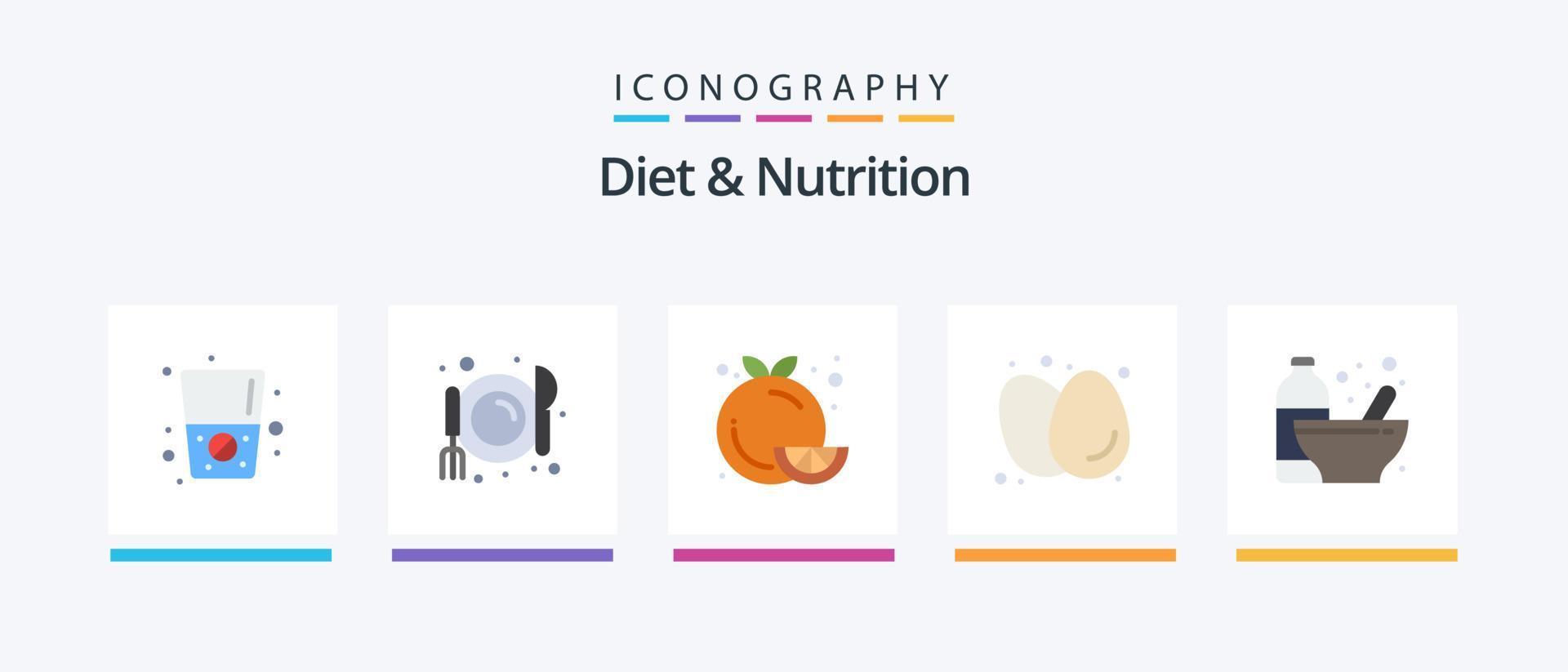 eetpatroon en voeding vlak 5 icoon pak inclusief fles. voedsel. fruit. eieren. ontbijt. creatief pictogrammen ontwerp vector