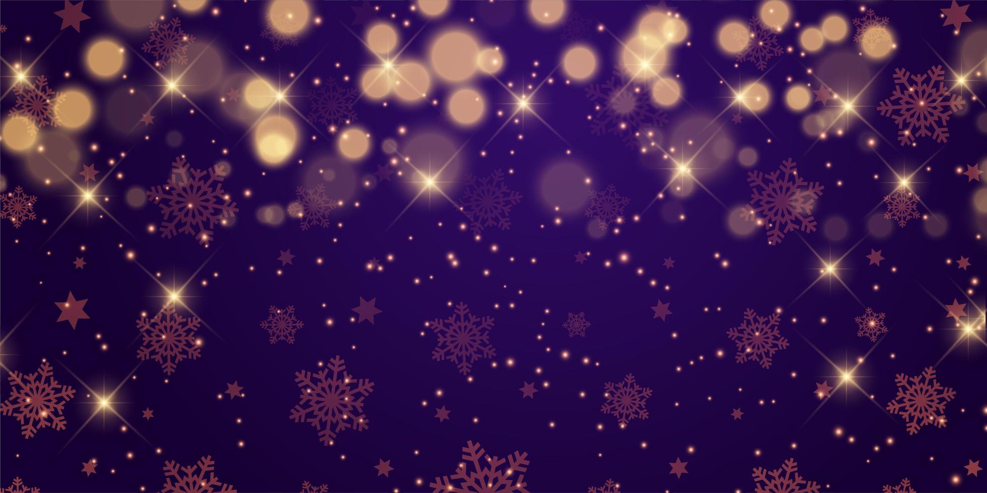 kerstbannerontwerp met sterren en bokehlichten vector