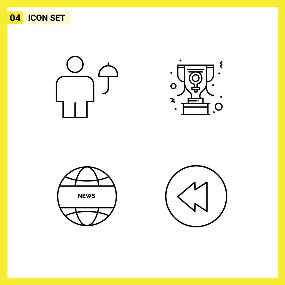 modern reeks van 4 gevulde lijn vlak kleuren pictogram van avatar globaal communicatie beschermen prijs Internationale nieuws bewerkbare vector ontwerp elementen