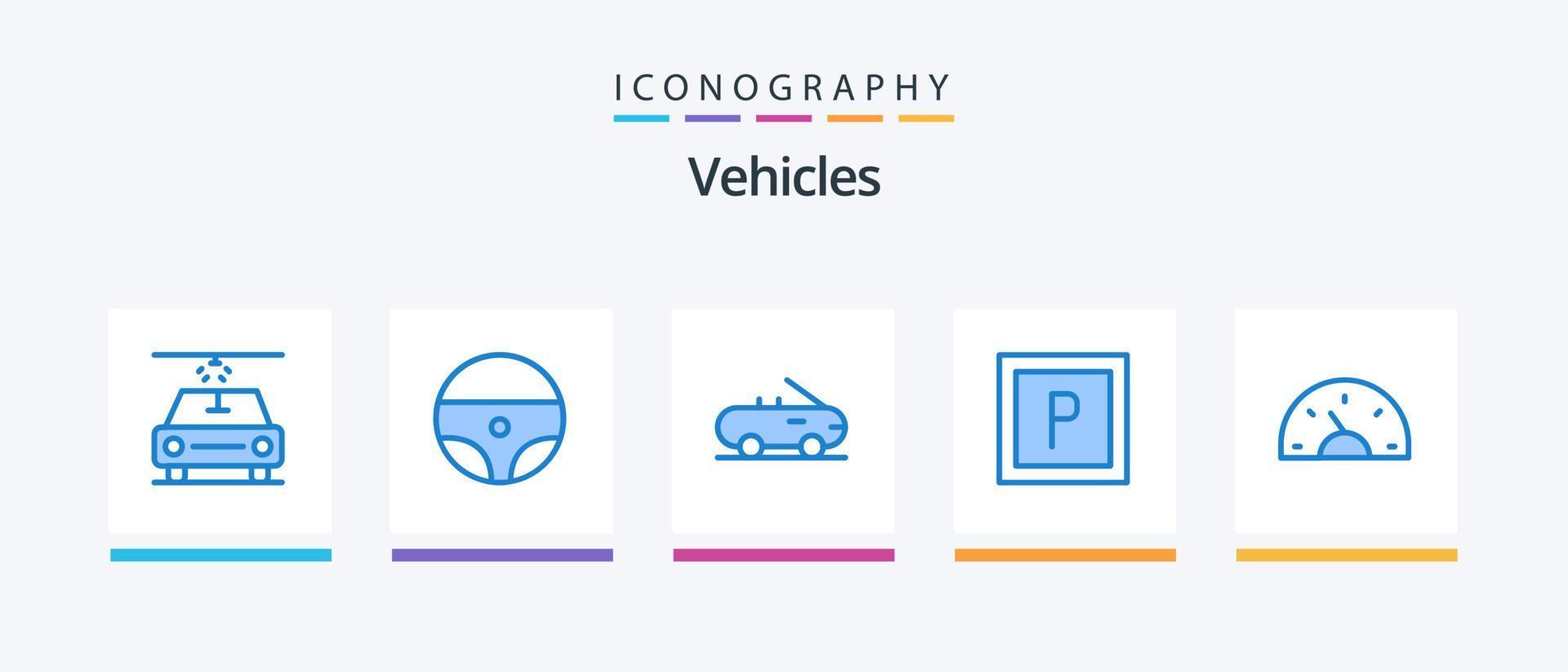voertuigen blauw 5 icoon pak inclusief . voertuigen. creatief. creatief pictogrammen ontwerp vector