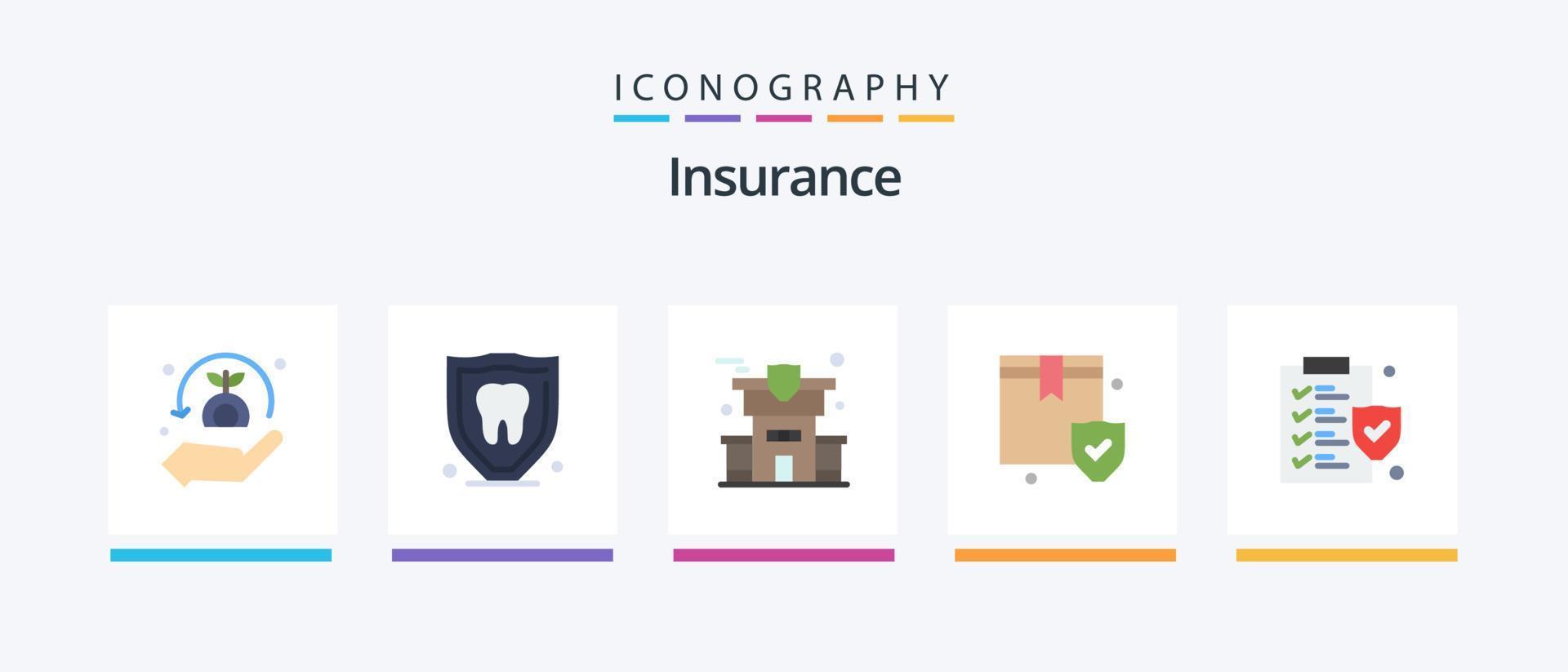 verzekering vlak 5 icoon pak inclusief beleid. document. huis. doos. bescherming. creatief pictogrammen ontwerp vector