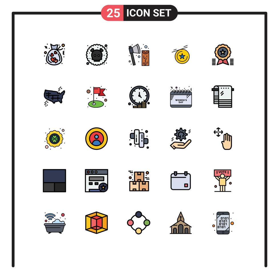 voorraad vector icoon pak van 25 lijn tekens en symbolen voor insigne prestatie bijl medaille hout bewerkbare vector ontwerp elementen