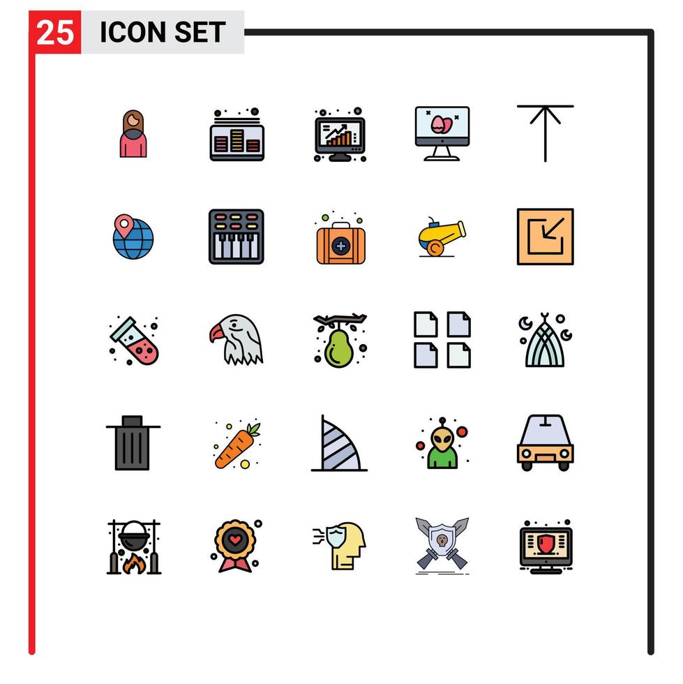 reeks van 25 modern ui pictogrammen symbolen tekens voor Pasen scherm geluid toezicht houden op poll bewerkbare vector ontwerp elementen
