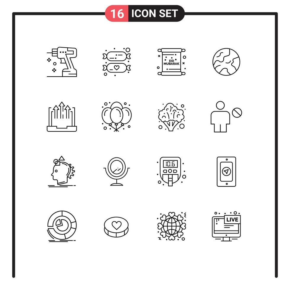 16 creatief pictogrammen modern tekens en symbolen van bedrijf wereldwijd kaart wereldbol bladzijde bewerkbare vector ontwerp elementen
