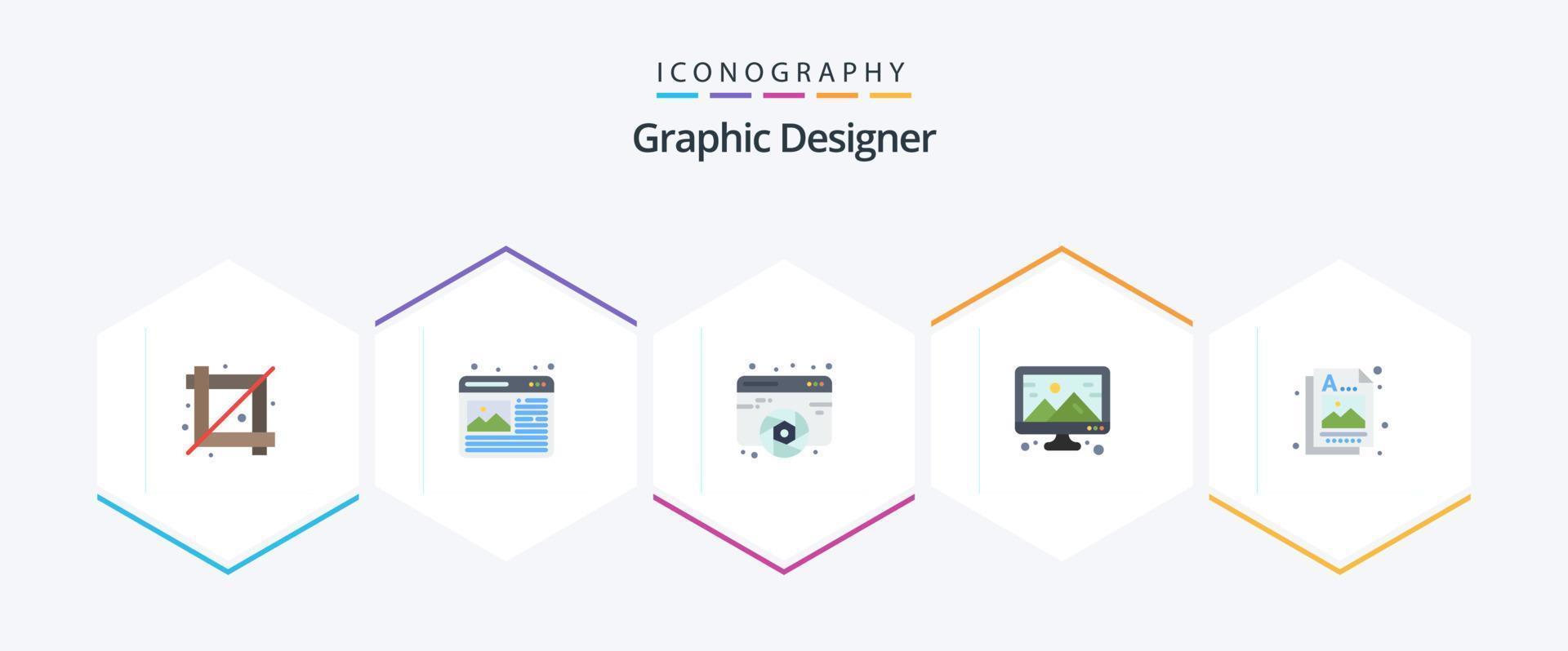grafisch ontwerper 25 vlak icoon pak inclusief ontwerper. computer. ontwerp. afbeelding. web vector