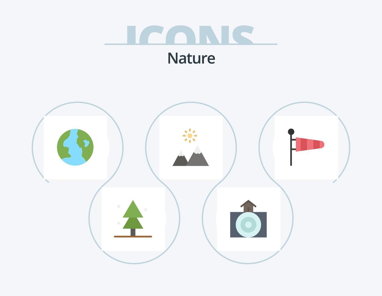 natuur vlak icoon pak 5 icoon ontwerp. het weer. natuur. aarde. piek. berg vector