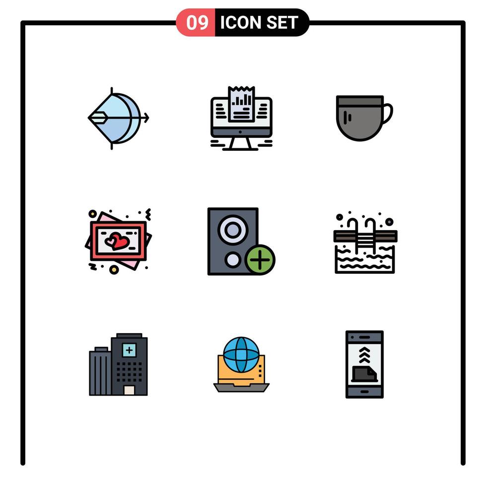 voorraad vector icoon pak van 9 lijn tekens en symbolen voor bruiloft hart computer kader koffie bewerkbare vector ontwerp elementen