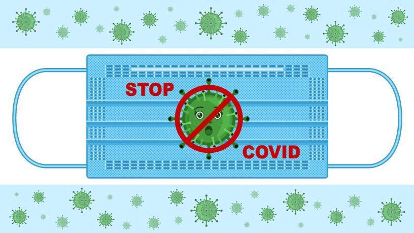 stop covid-19 gezichtsmasker banner vector