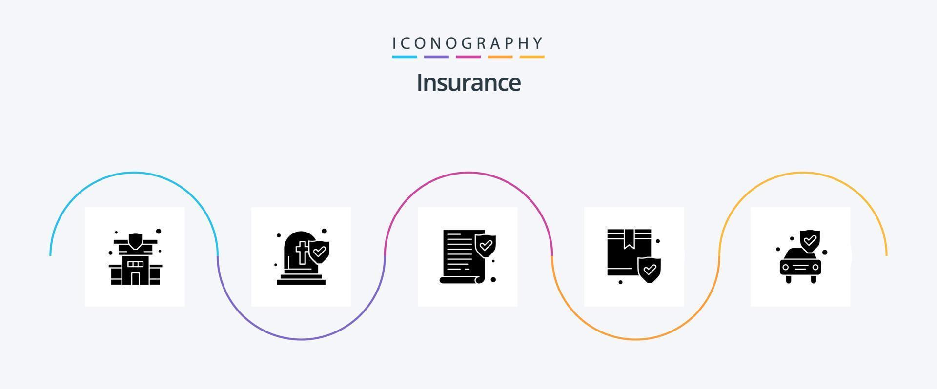 verzekering glyph 5 icoon pak inclusief schild. verzekering. papier. auto. veiligheid vector