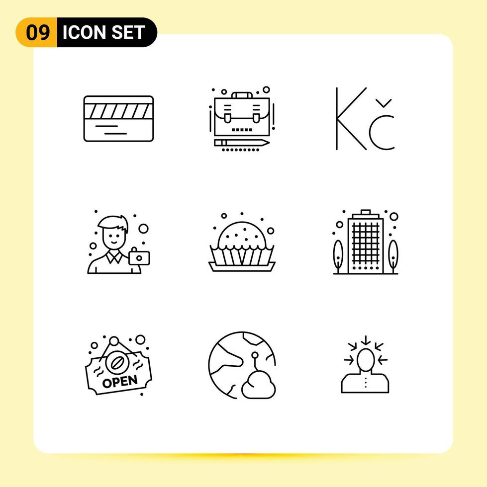 9 gebruiker koppel schets pak van modern tekens en symbolen van taart toetje munt portret Mens bewerkbare vector ontwerp elementen