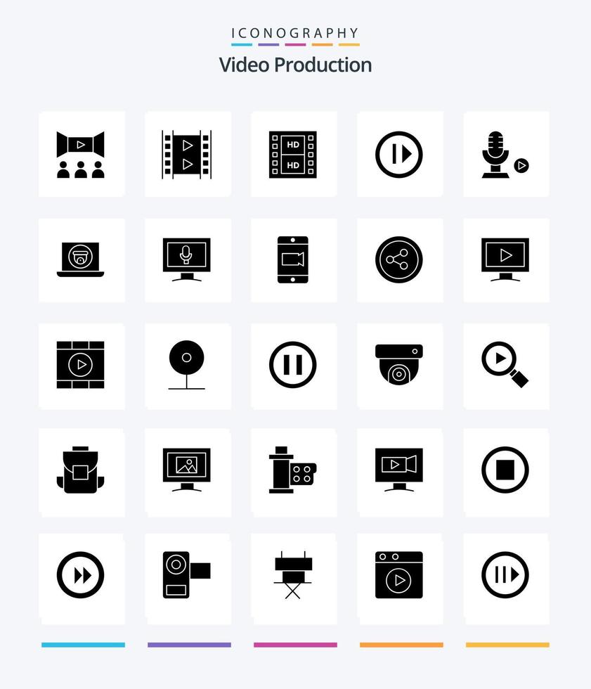 creatief video productie 25 glyph solide zwart icoon pak zo net zo microfoon. cv. media. media. audio vector
