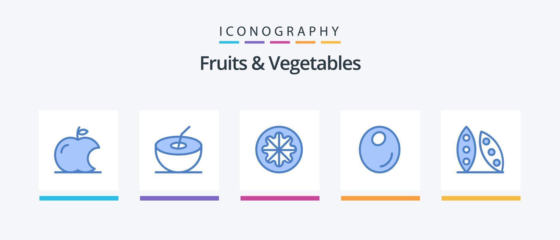 fruit en groenten blauw 5 icoon pak inclusief biologisch. voedsel. groenten. Koken. olie. creatief pictogrammen ontwerp vector