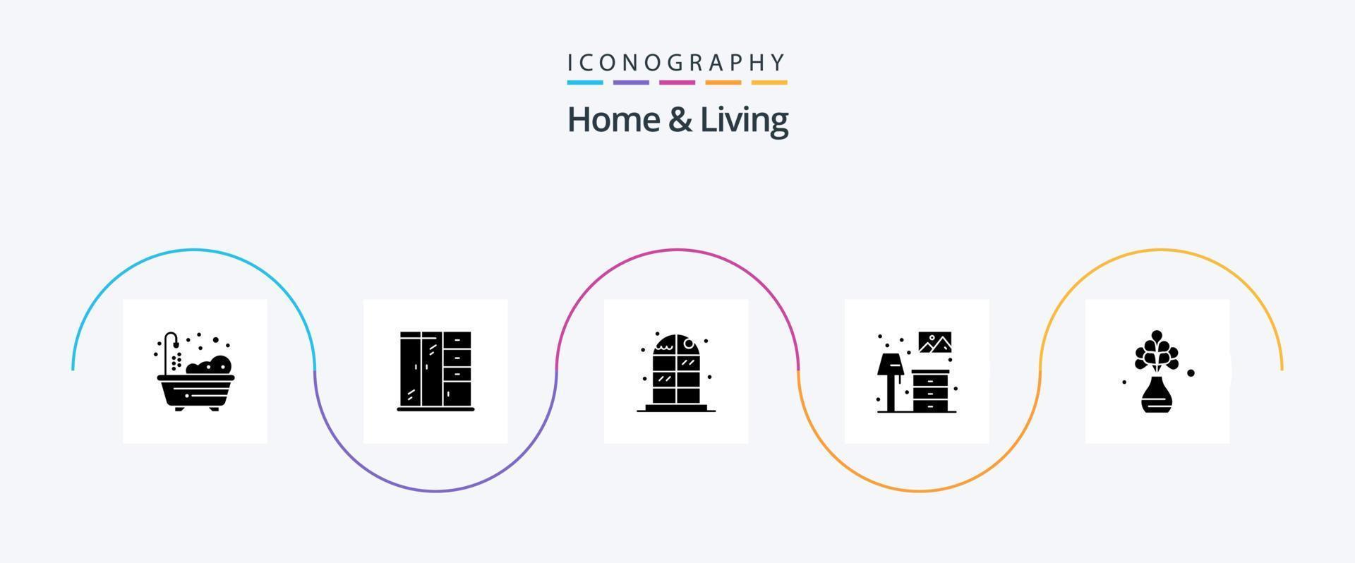 huis en leven glyph 5 icoon pak inclusief . meubilair. fabriek vector