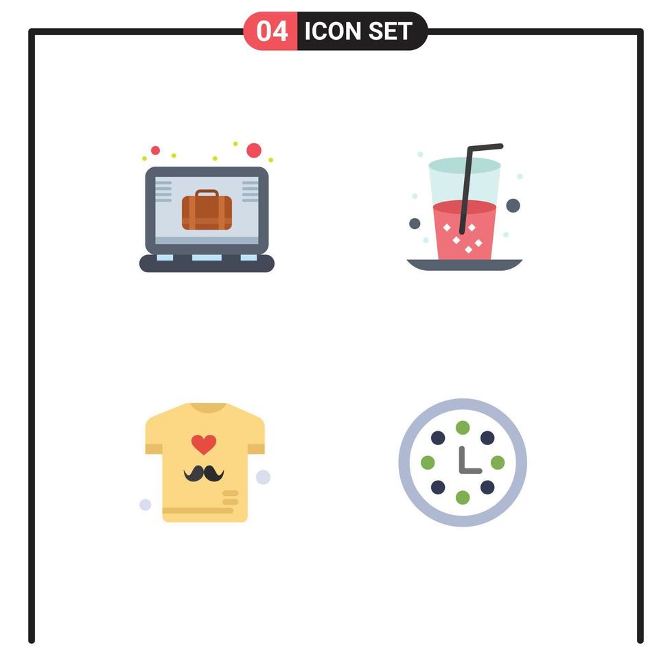 voorraad vector icoon pak van 4 lijn tekens en symbolen voor kort vader kantoor geval voedsel overhemd bewerkbare vector ontwerp elementen