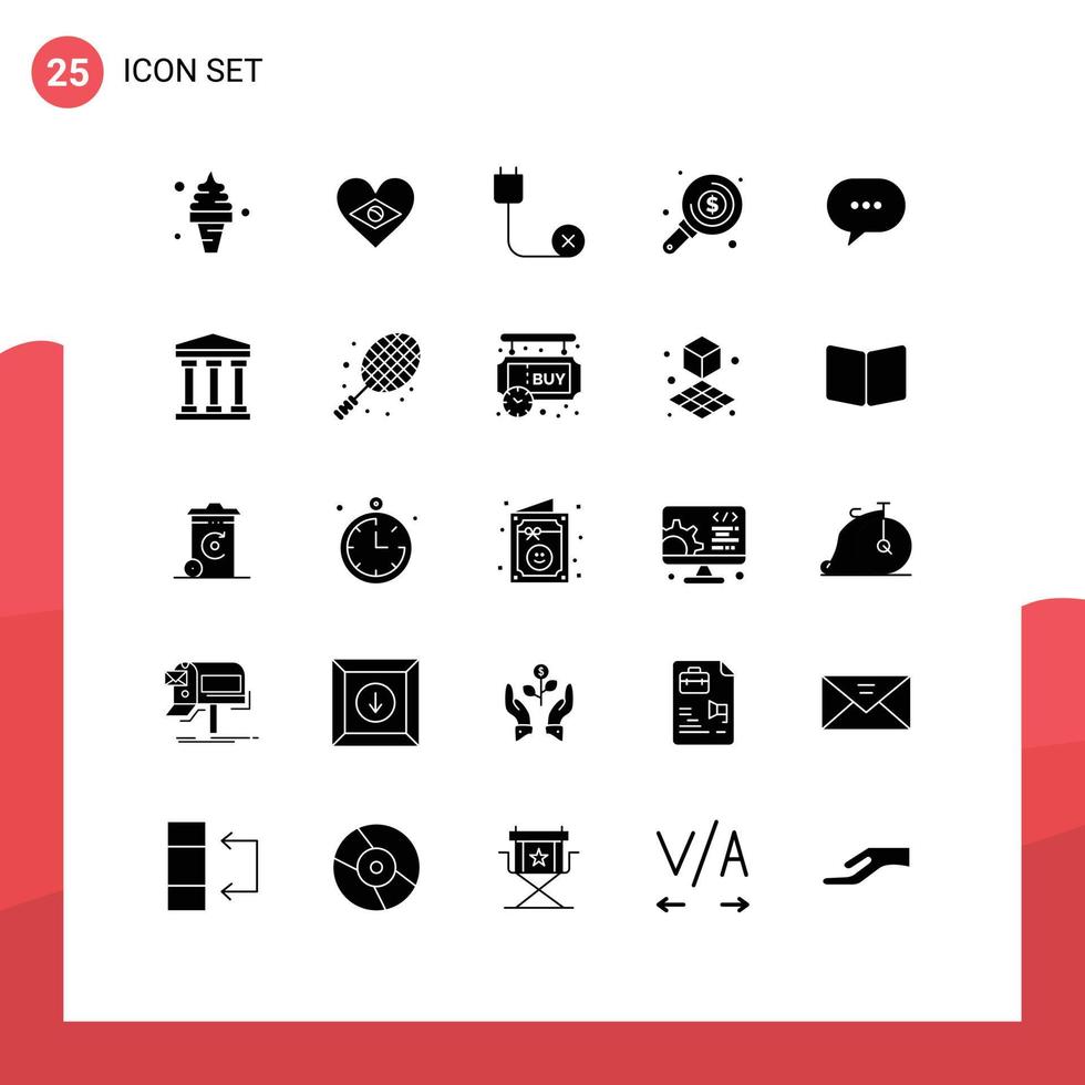 pictogram reeks van 25 gemakkelijk solide glyphs van investering geld liefde vind verbinding verbroken bewerkbare vector ontwerp elementen