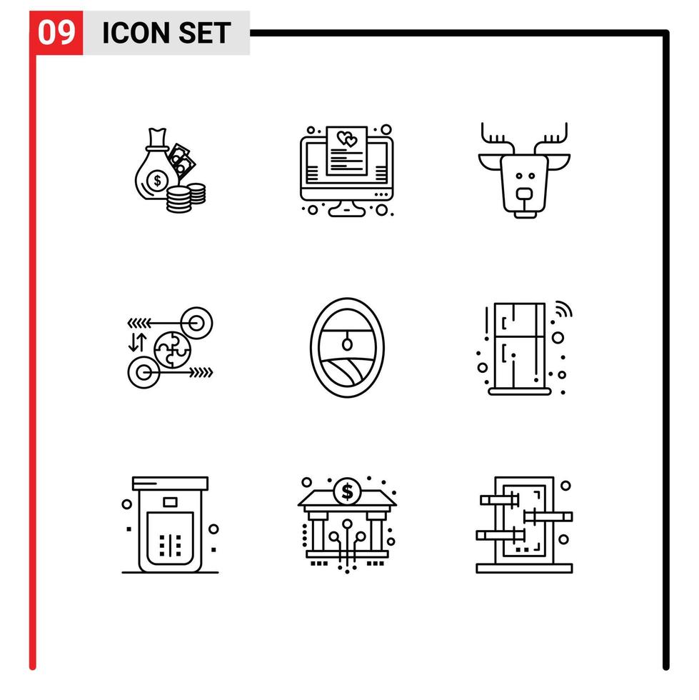 9 gebruiker koppel schets pak van modern tekens en symbolen van relevant idee online bedrijf rendier bewerkbare vector ontwerp elementen