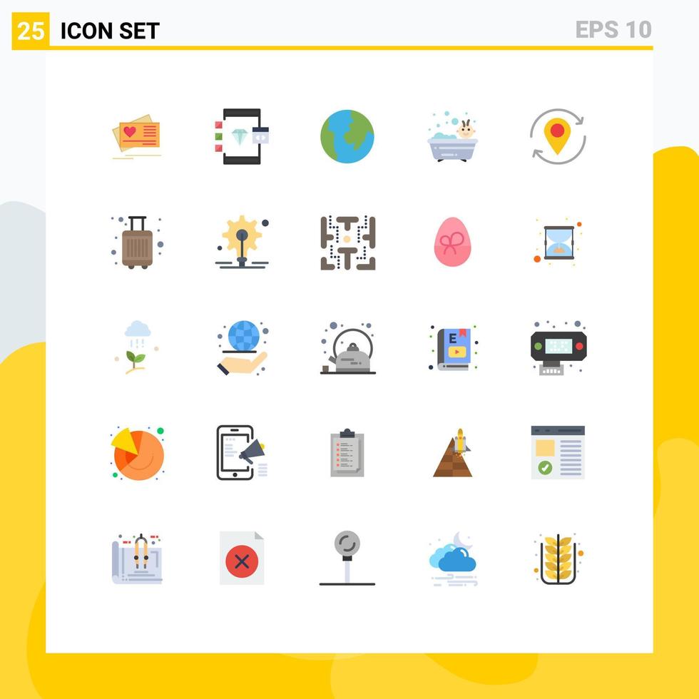 25 vlak kleur concept voor websites mobiel en apps kaart pijl ontwikkeling douche bad bewerkbare vector ontwerp elementen