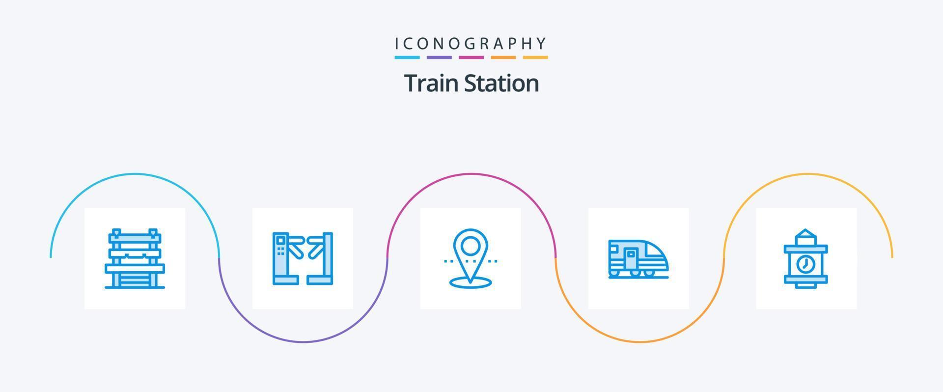 trein station blauw 5 icoon pak inclusief station. trein. plaats. vervoer. metro vector