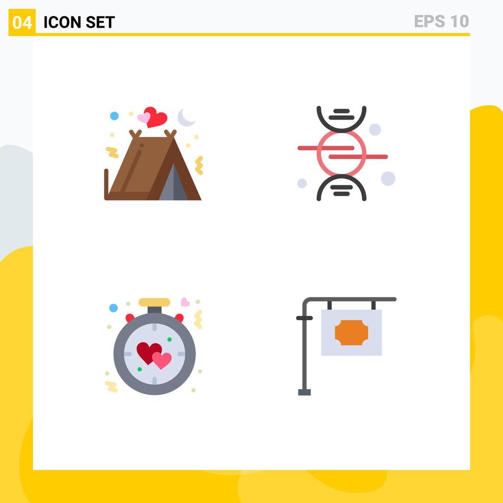 voorraad vector icoon pak van 4 lijn tekens en symbolen voor camping hart tent gezondheidszorg liefde bewerkbare vector ontwerp elementen