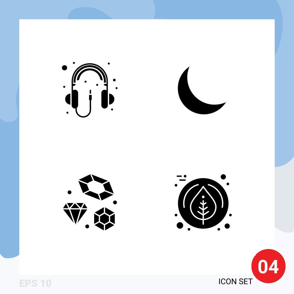 pictogram reeks van 4 gemakkelijk solide glyphs van audio liefde koptelefoon slaap bruiloft bewerkbare vector ontwerp elementen