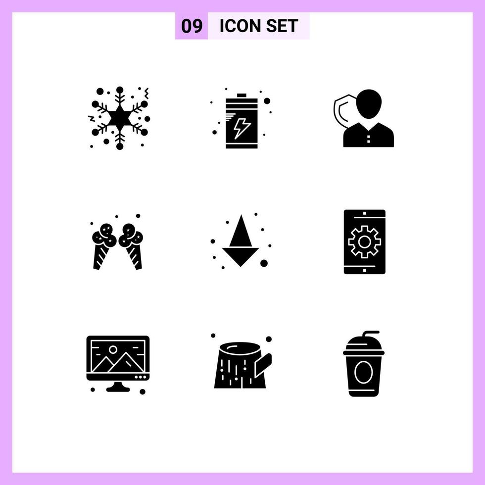 voorraad vector icoon pak van 9 lijn tekens en symbolen voor pijl room verzekering ijs schild bewerkbare vector ontwerp elementen