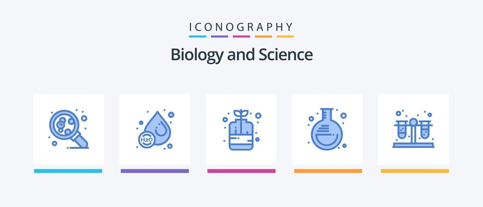 biologie blauw 5 icoon pak inclusief testen. laboratorium. fles. kan. experiment. creatief pictogrammen ontwerp vector