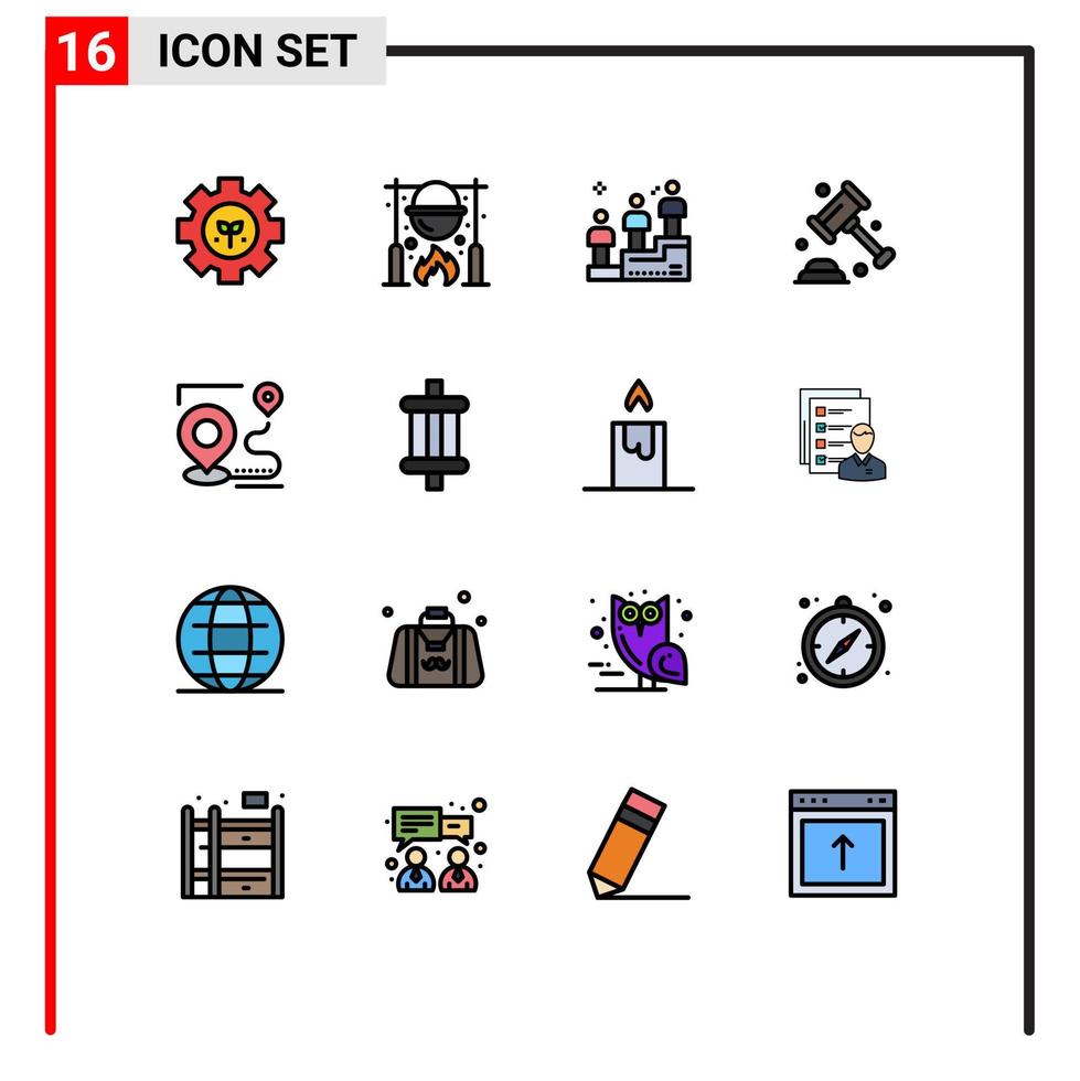 vlak kleur gevulde lijn pak van 16 universeel symbolen van kaart veiligheid Koken bescherming Mens bewerkbare creatief vector ontwerp elementen