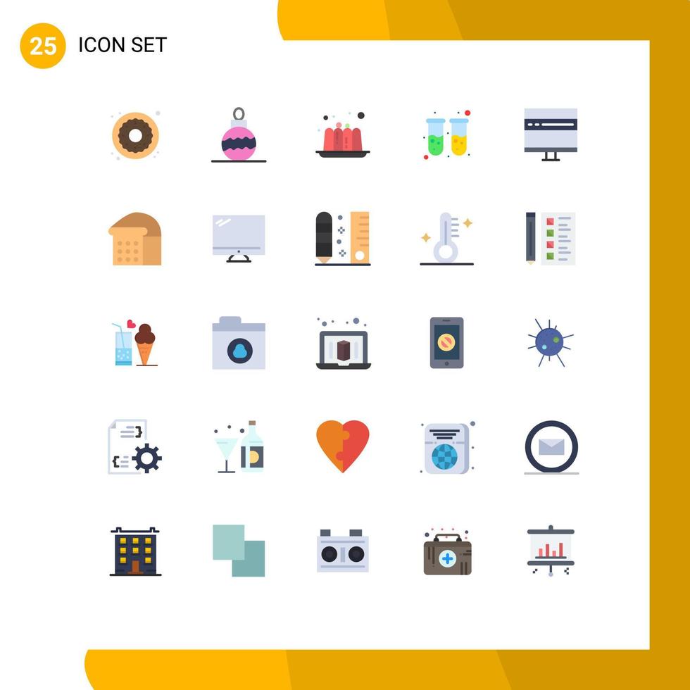 25 gebruiker koppel vlak kleur pak van modern tekens en symbolen van ontwikkeling computer voedsel browser test buis bewerkbare vector ontwerp elementen