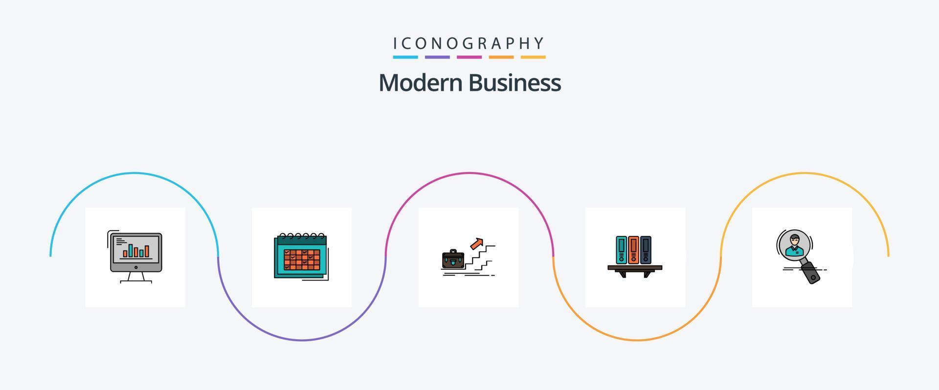 modern bedrijf lijn gevulde vlak 5 icoon pak inclusief leider. bedrijf. bedrijf. groei. schema vector