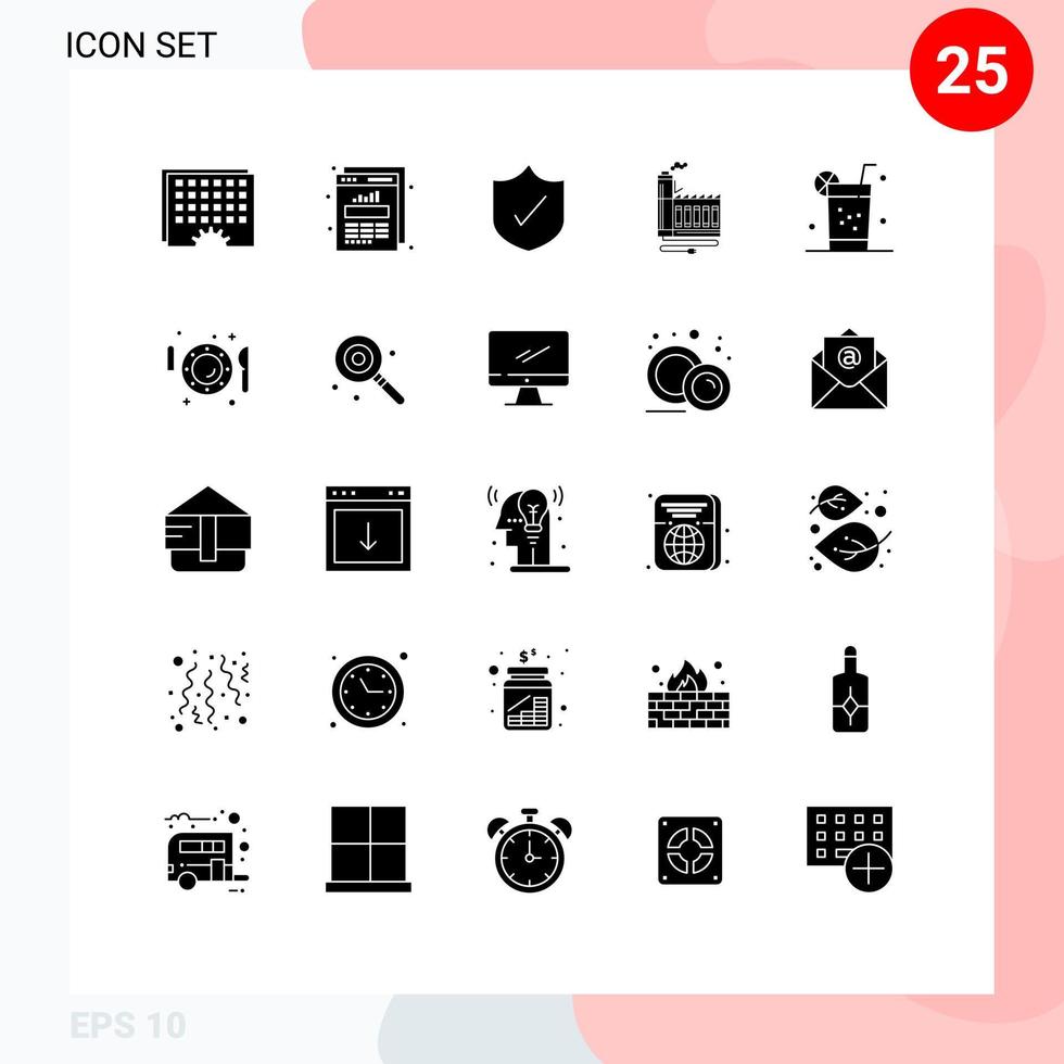 reeks van 25 modern ui pictogrammen symbolen tekens voor fruit fabriek web statistieken energie consumptie bewerkbare vector ontwerp elementen