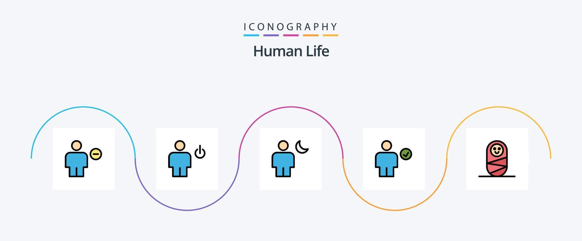 menselijk lijn gevulde vlak 5 icoon pak inclusief controleren. avatar. menselijk. nacht. menselijk vector