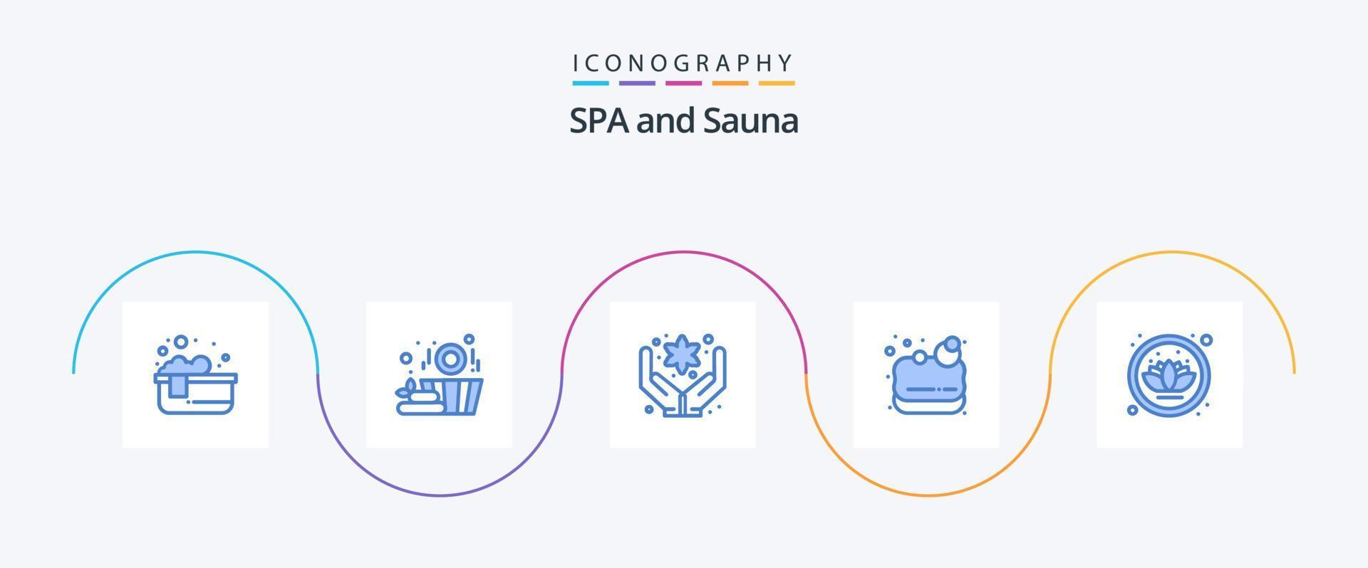 sauna blauw 5 icoon pak inclusief . fabriek. zorg. natuur. lotus vector