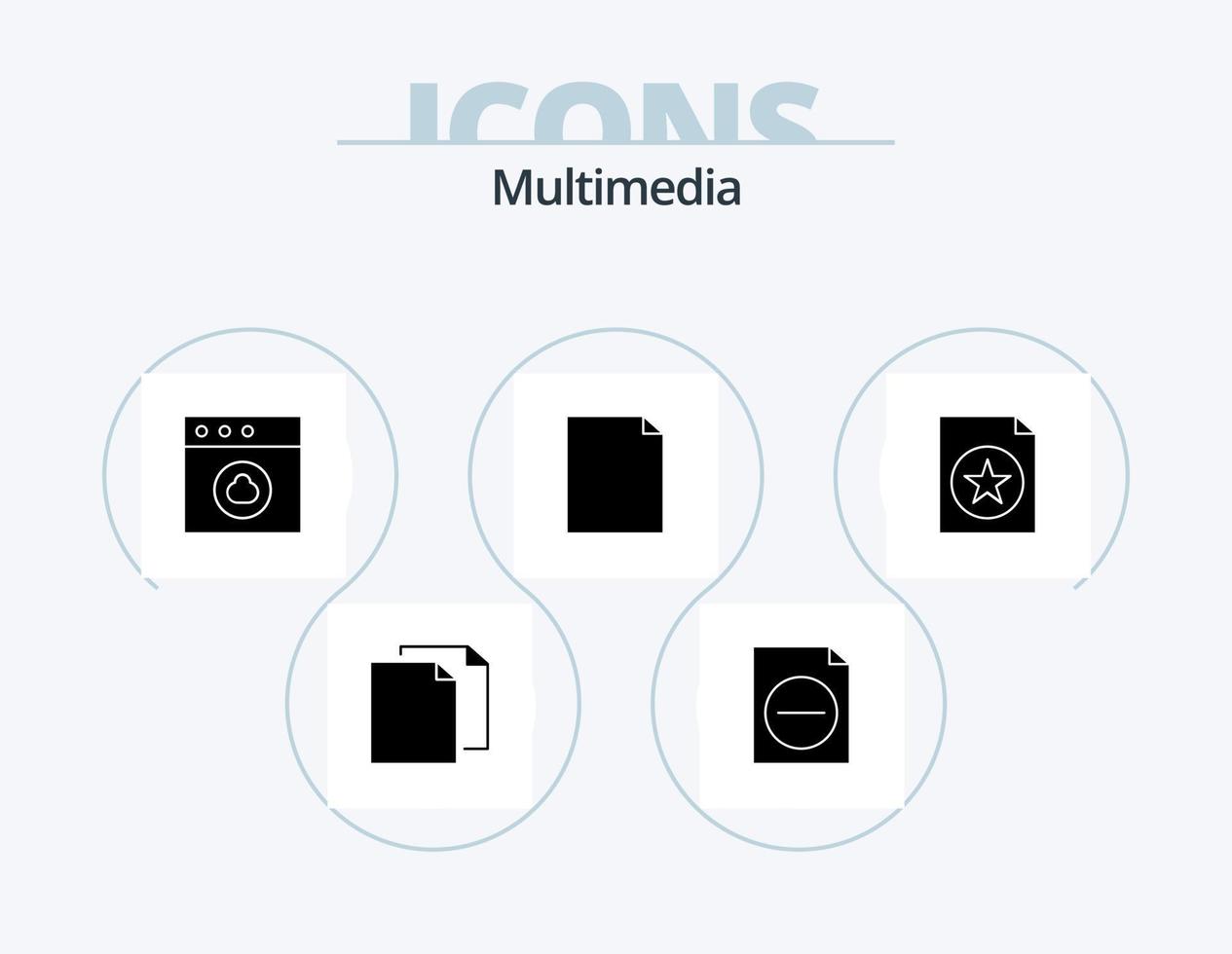 multimedia glyph icoon pak 5 icoon ontwerp. . het dossier. wolk. favoriet. bladzijde vector
