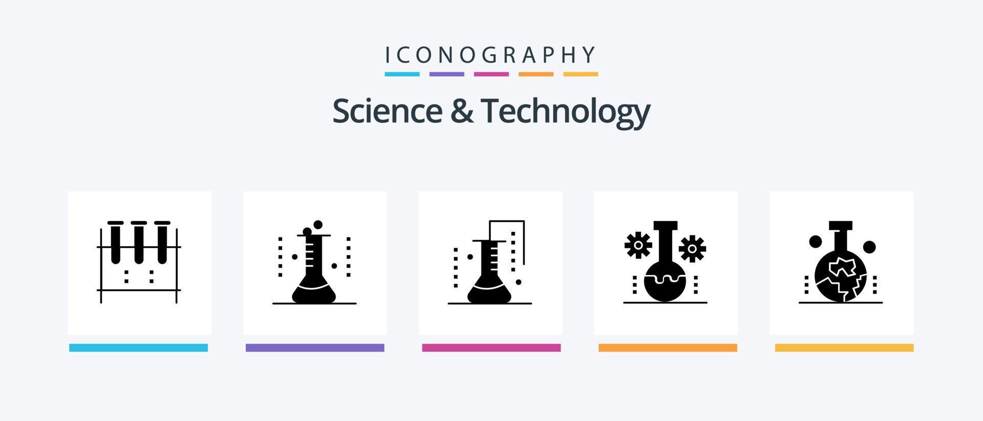 wetenschap en technologie glyph 5 icoon pak inclusief wetenschappelijk studie van de oorsprong van de aarde. geografie. wetenschap van er toe doen. technologie laboratorium. laboratorium beheer. creatief pictogrammen ontwerp vector