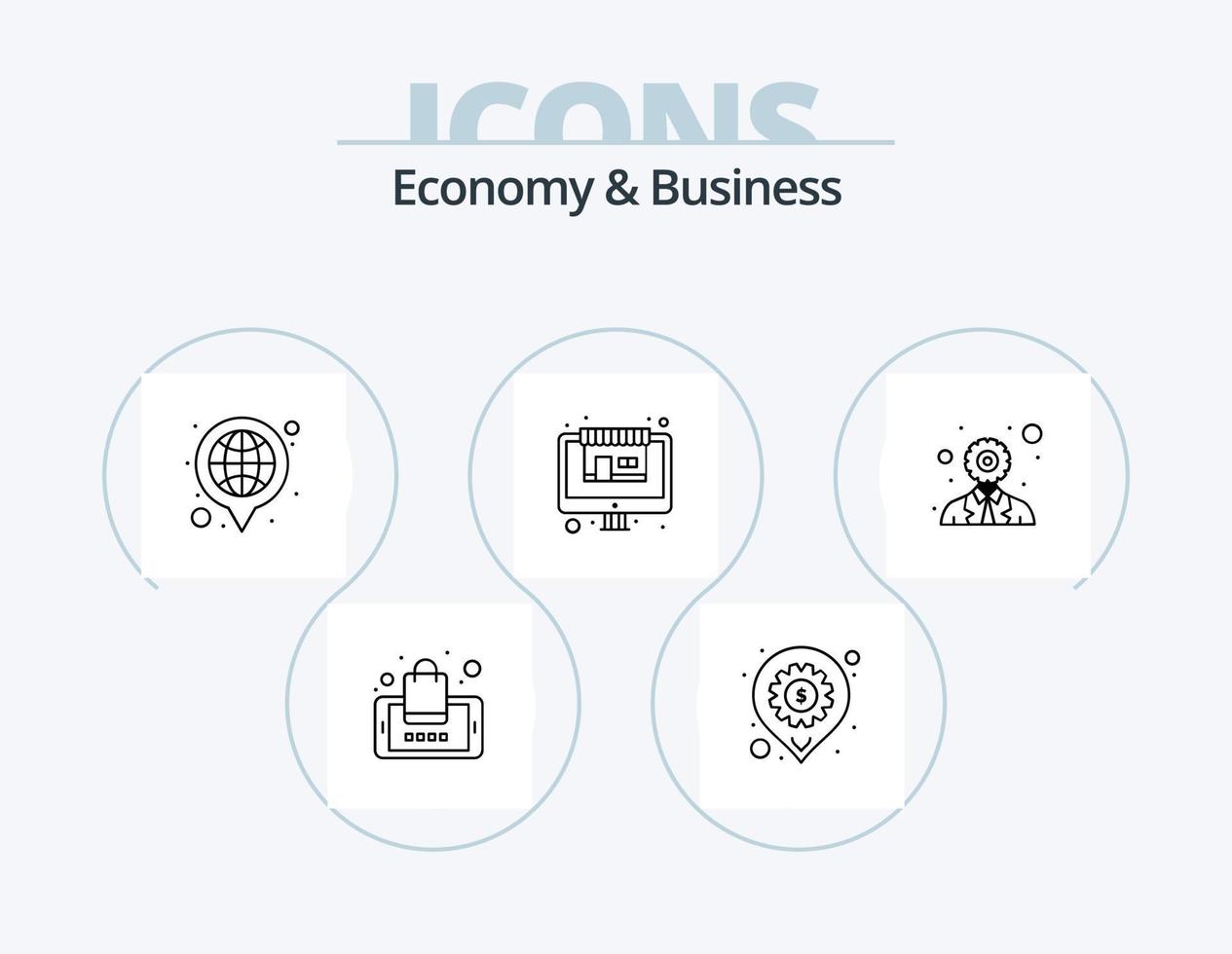 economie en bedrijf lijn icoon pak 5 icoon ontwerp. bedrijf. geld. markt. investering. auto vector