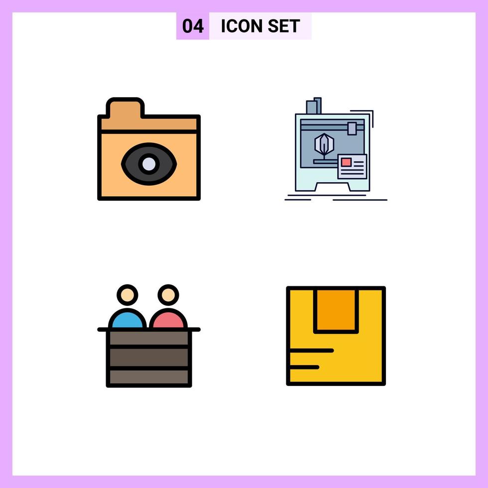 reeks van 4 modern ui pictogrammen symbolen tekens voor groot broer jury dimensionaal het drukken doos bewerkbare vector ontwerp elementen