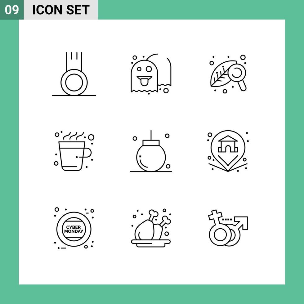 reeks van 9 modern ui pictogrammen symbolen tekens voor viering heet landbouw drinken koffie bewerkbare vector ontwerp elementen