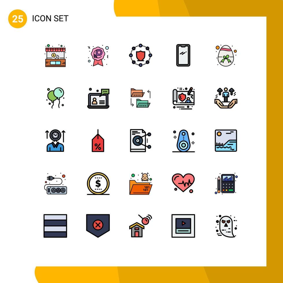 reeks van 25 vector gevulde lijn vlak kleuren Aan rooster voor Pasen huawei berekenen mobiel telefoon bewerkbare vector ontwerp elementen