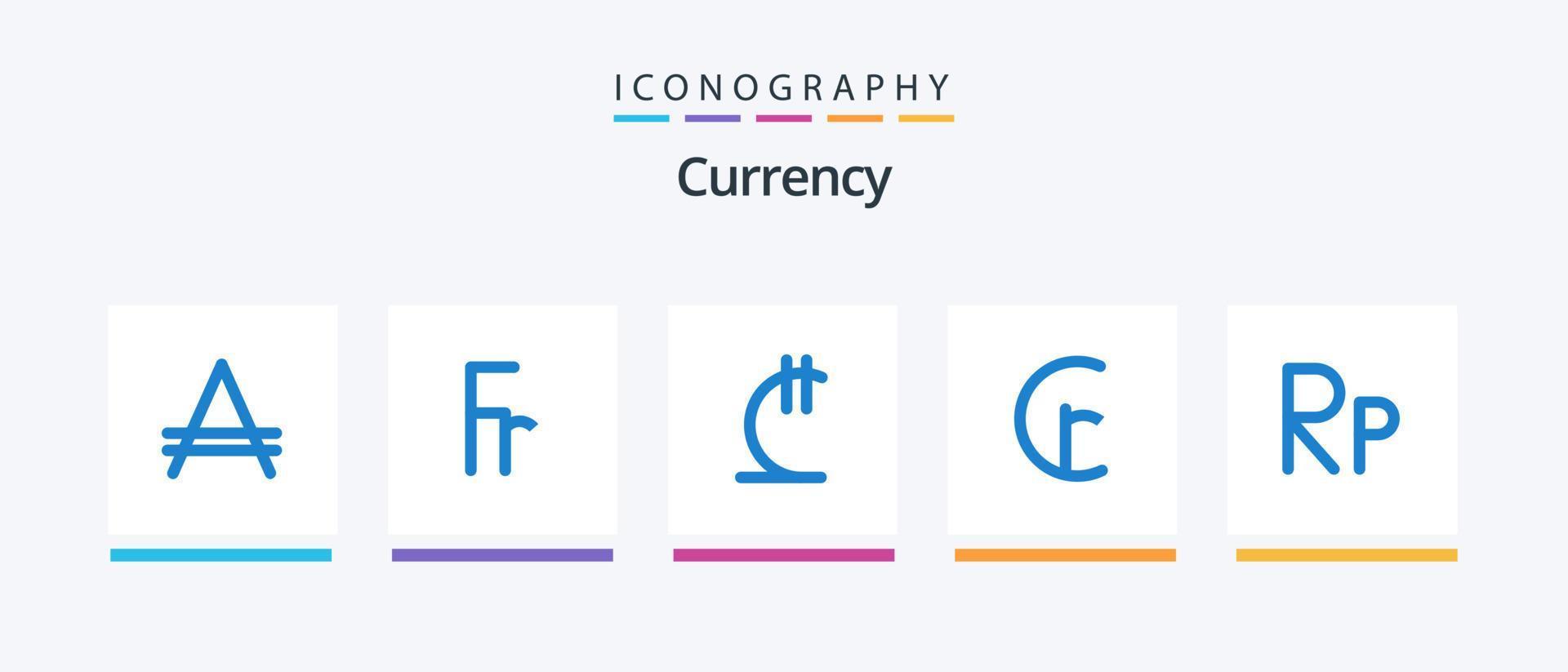 valuta blauw 5 icoon pak inclusief Indonesisch. geld. lari. munteenheid. cruzeiro. creatief pictogrammen ontwerp vector