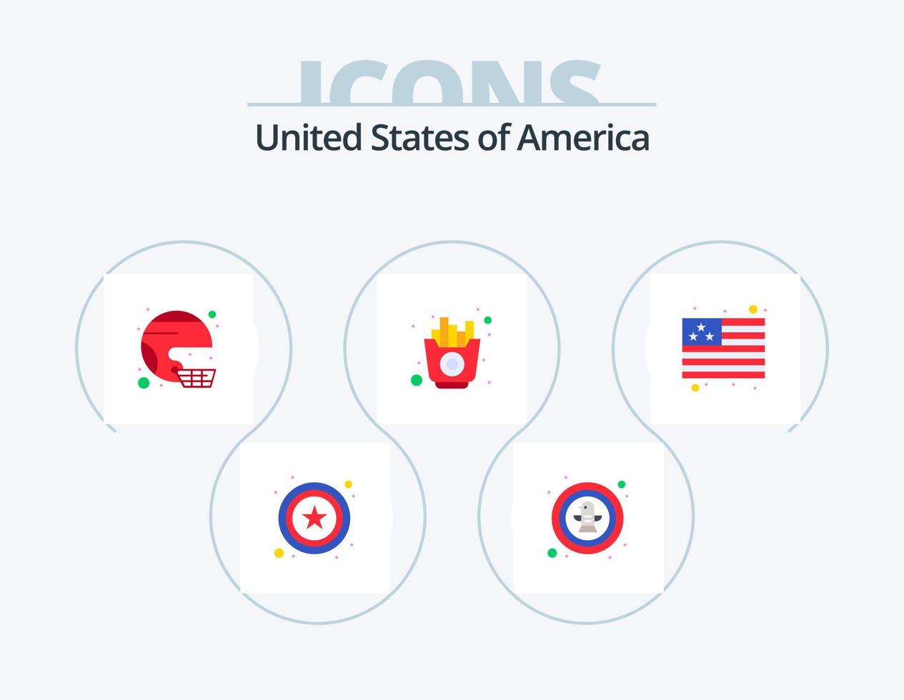Verenigde Staten van Amerika vlak icoon pak 5 icoon ontwerp. chips. voedsel. Amerikaans. snel. staat vector