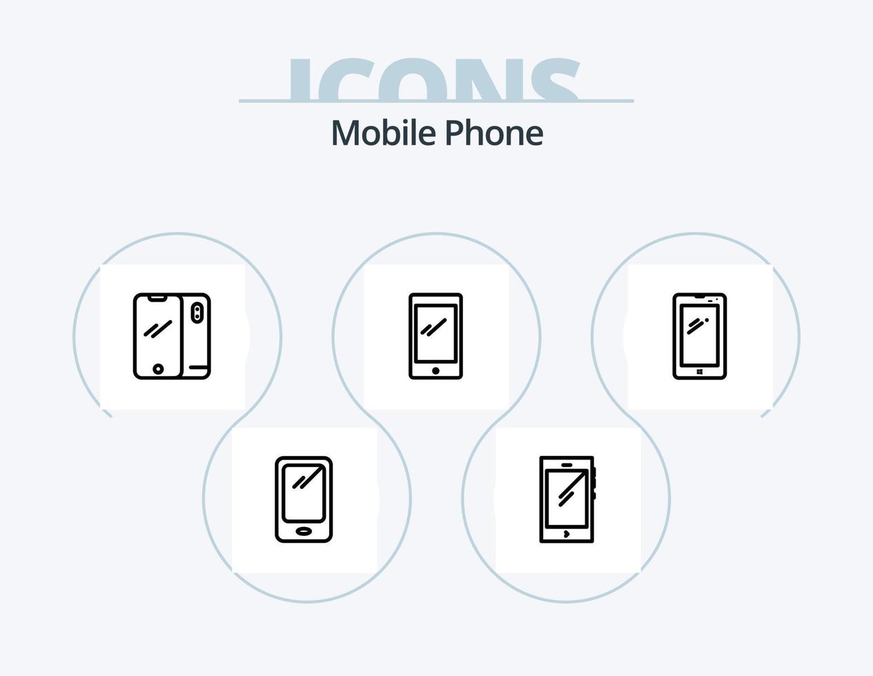 mobiel telefoon lijn icoon pak 5 icoon ontwerp. . vector