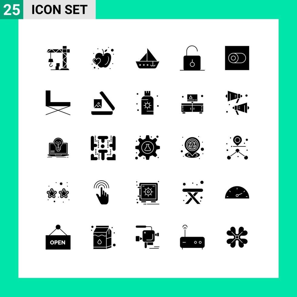 solide glyph pak van 25 universeel symbolen van controle veiligheid zeil veiligheid slot bewerkbare vector ontwerp elementen