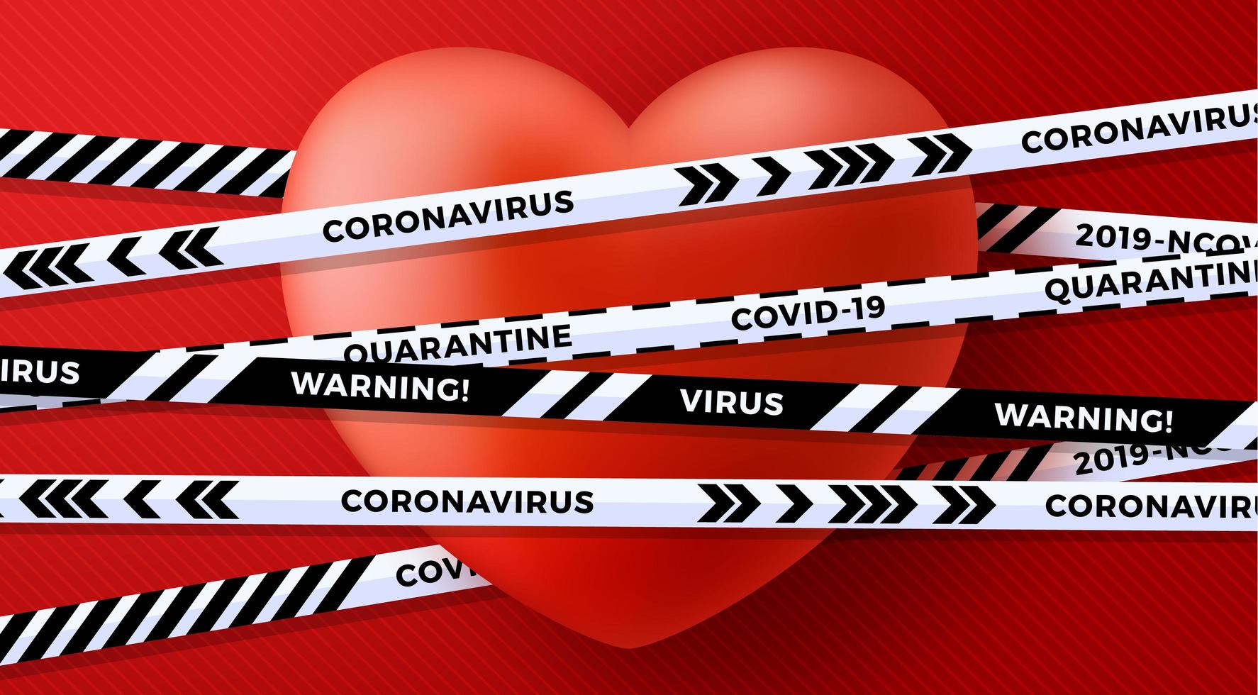 rode valentijnskaart liefde hart en quarantaine biohazard gevaar vector
