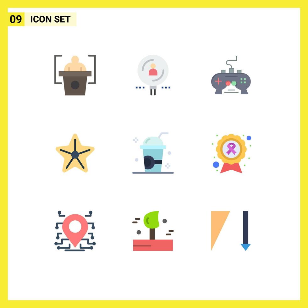 9 creatief pictogrammen modern tekens en symbolen van drinken ster spel zee Speel station bewerkbare vector ontwerp elementen