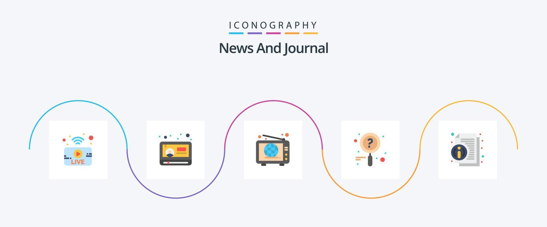 nieuws vlak 5 icoon pak inclusief informatie. over. web. zoeken. nieuws vector