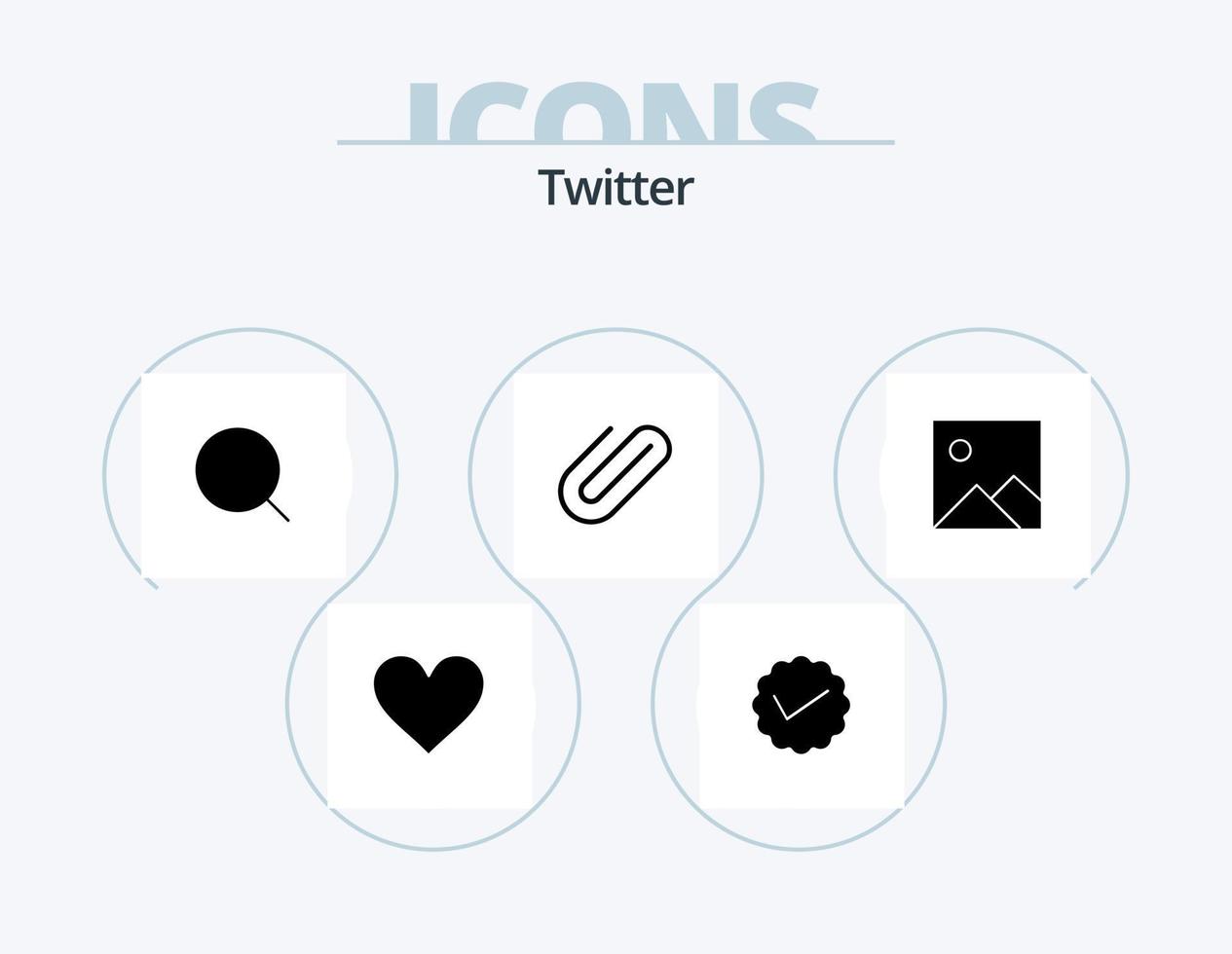 twitter glyph icoon pak 5 icoon ontwerp. twitteren. klem. twitteren. bindmiddel. max. hoogte vector