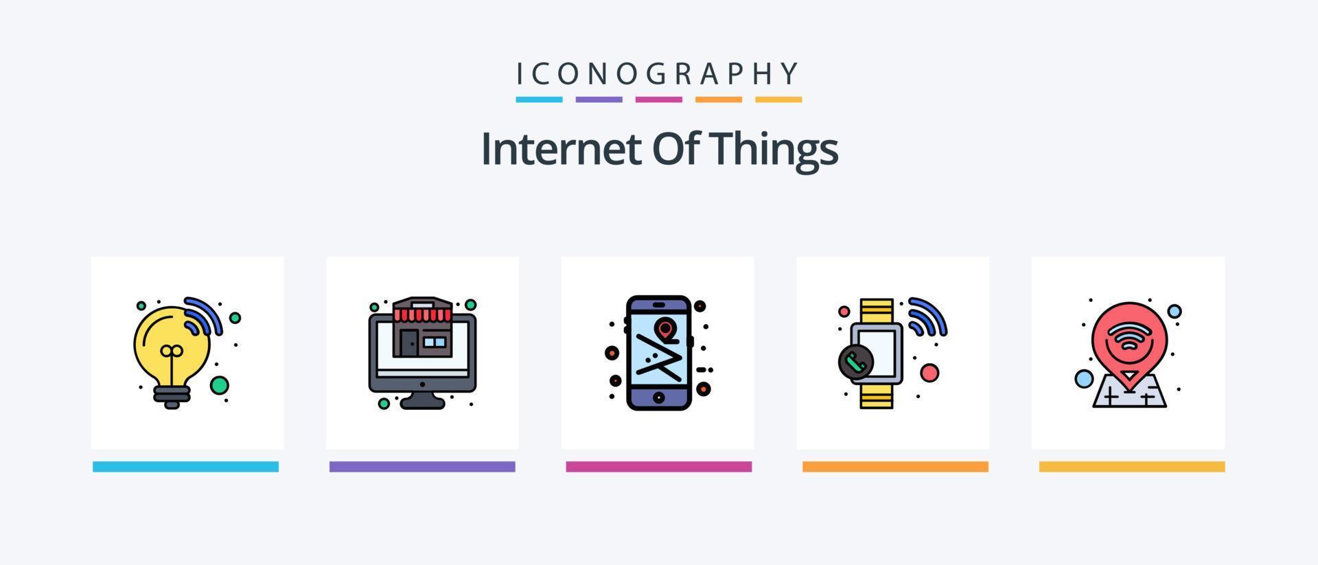 internet van dingen lijn gevulde 5 icoon pak inclusief internetten. horloge. Golf Wifi. slim. klok. creatief pictogrammen ontwerp vector
