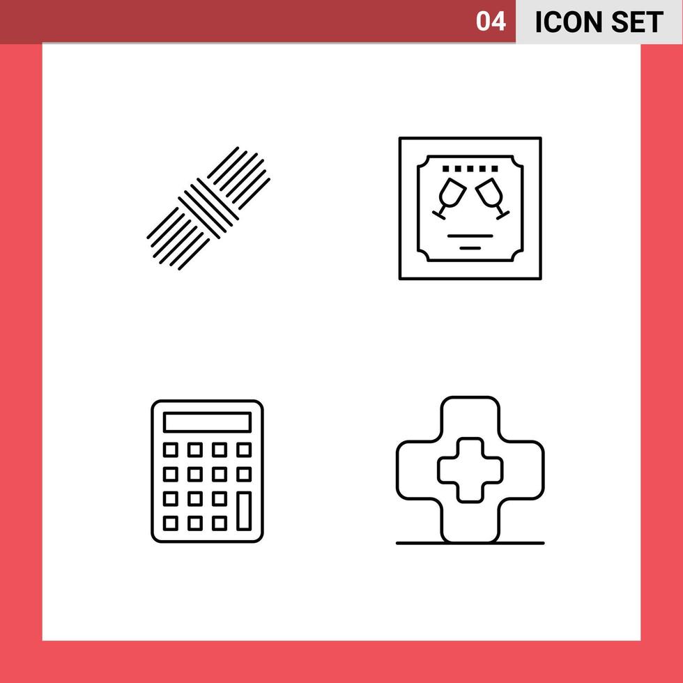 mobiel koppel lijn reeks van 4 pictogrammen van touw onderwijs kaart brief medisch bewerkbare vector ontwerp elementen