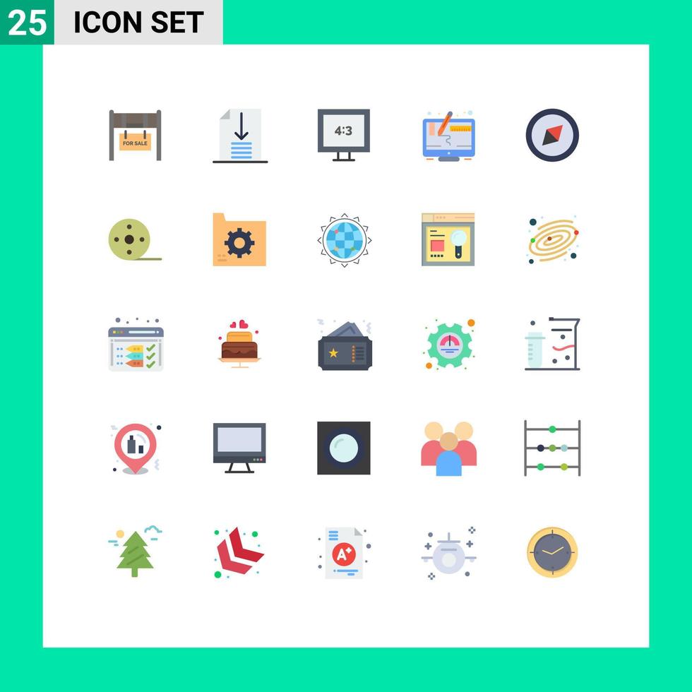 voorraad vector icoon pak van 25 lijn tekens en symbolen voor film album Scherm kompas grafisch bewerkbare vector ontwerp elementen