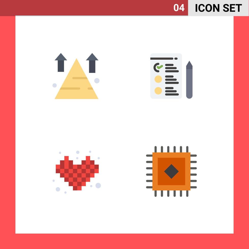 4 universeel vlak icoon tekens symbolen van berg spellen sucess baan Tetris bewerkbare vector ontwerp elementen